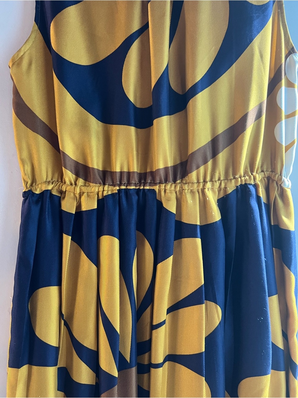SALE!! Maeve Anthropology Navy and Mustard Floral Button Front Midi Dress Size 6 - Picture 7 of 10